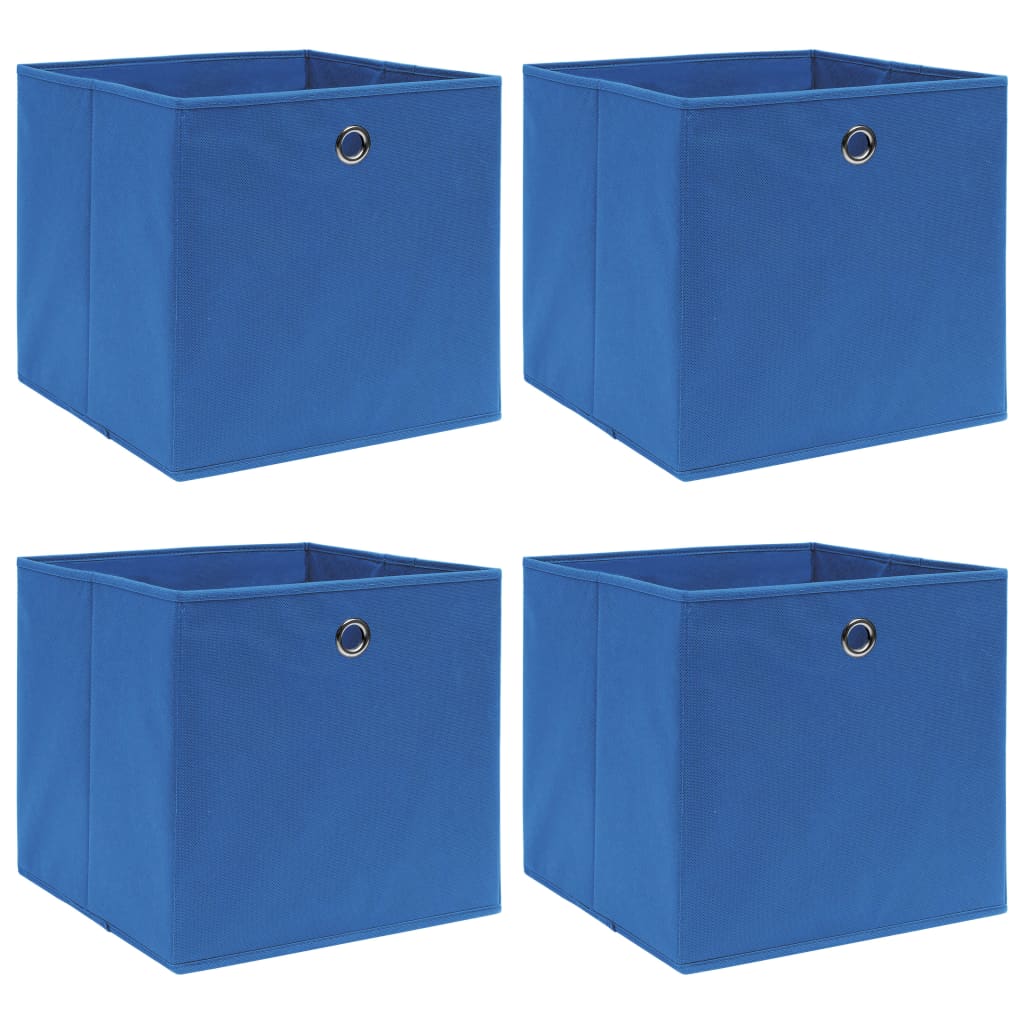 Oppbevaringsbokser 4 stk blå 32x32x32 cm stoff