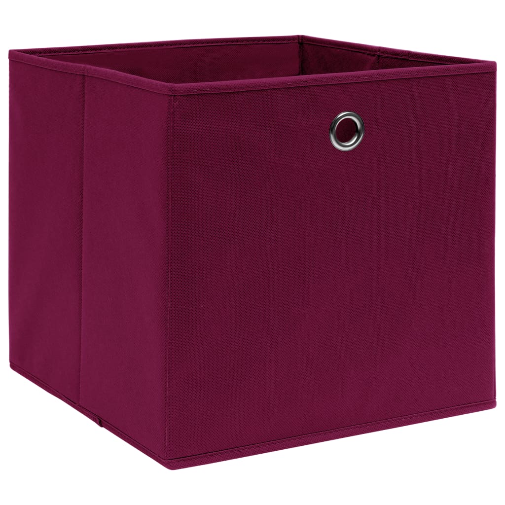 Oppbevaringsbokser 4 stk mørkerød 32x32x32 cm stoff