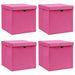 Oppbevaringsbokser med lokk 4 stk rosa 32x32x32 cm stoff