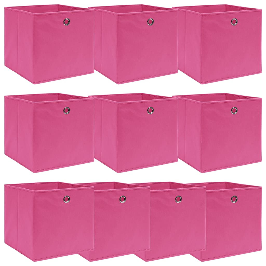 Oppbevaringsbokser 10 stk rosa 32x32x32 cm stoff