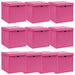Oppbevaringsbokser med lokk 10 stk rosa 32x32x32 cm stoff