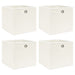 Oppbevaringsbokser 4 stk hvit 32x32x32 cm stoff