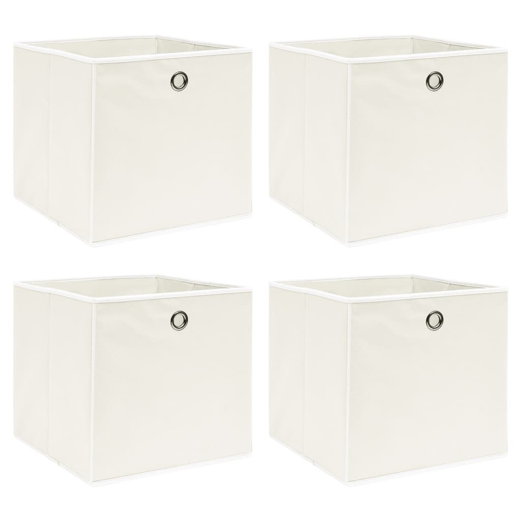 Oppbevaringsbokser 4 stk hvit 32x32x32 cm stoff
