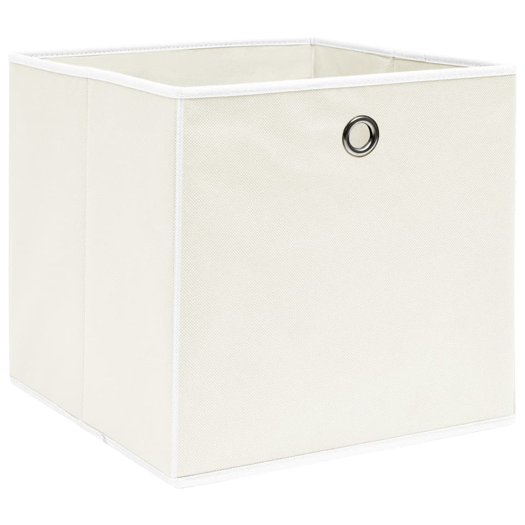 Oppbevaringsbokser 10 stk hvit 32x32x32 cm stoff