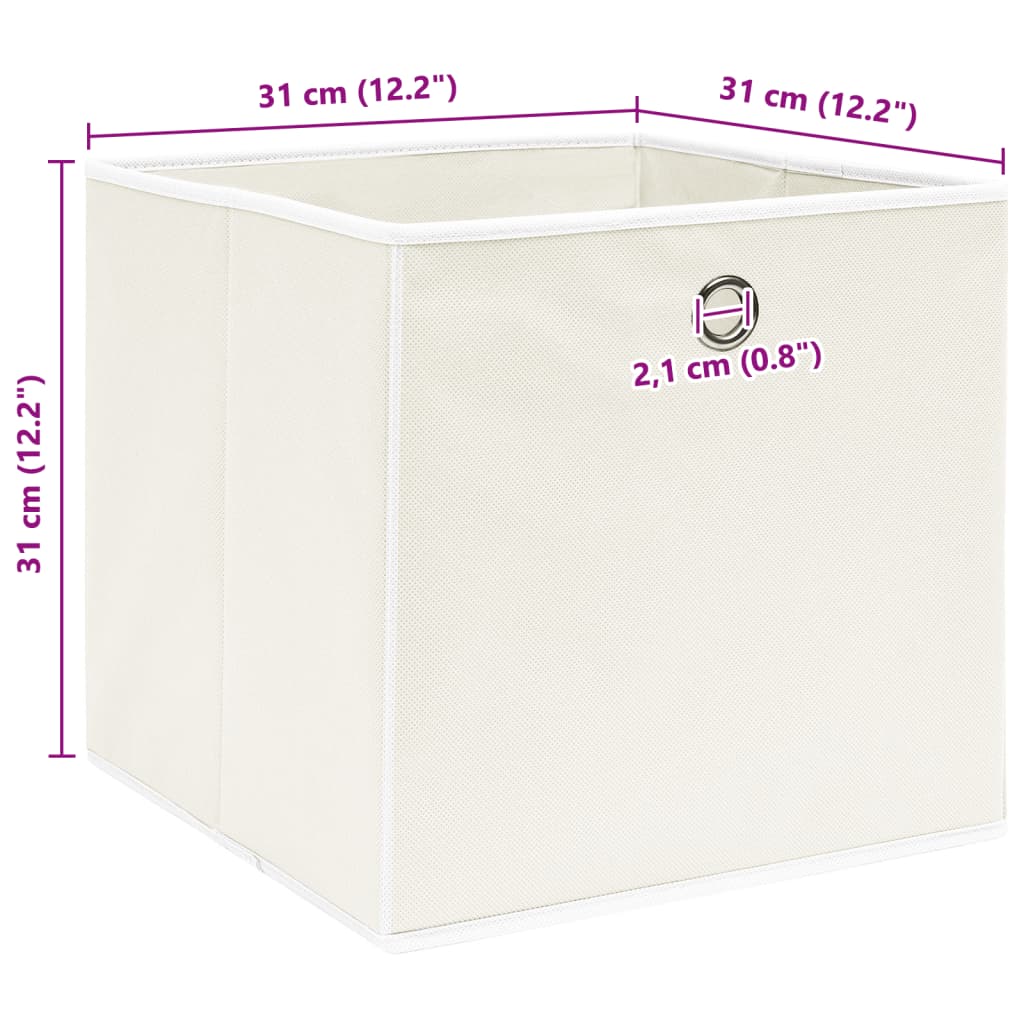 Oppbevaringsbokser 10 stk hvit 32x32x32 cm stoff