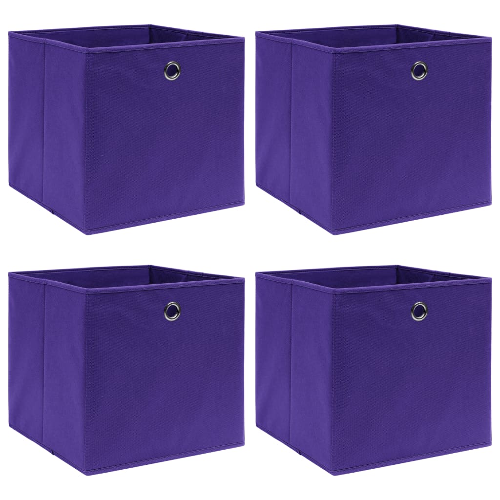 Oppbevaringsbokser 4 stk lilla 32x32x32 cm stoff