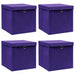 Oppbevaringsbokser med lokk 4 stk lilla 32x32x32 cm stoff