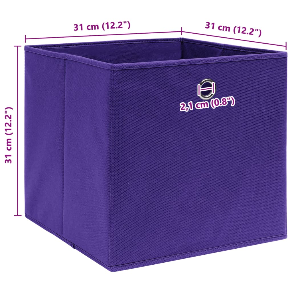 Oppbevaringsbokser 10 stk lilla 32x32x32 cm stoff