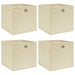 Oppbevaringsbokser 4 stk kremhvit 32x32x32 cm stoff