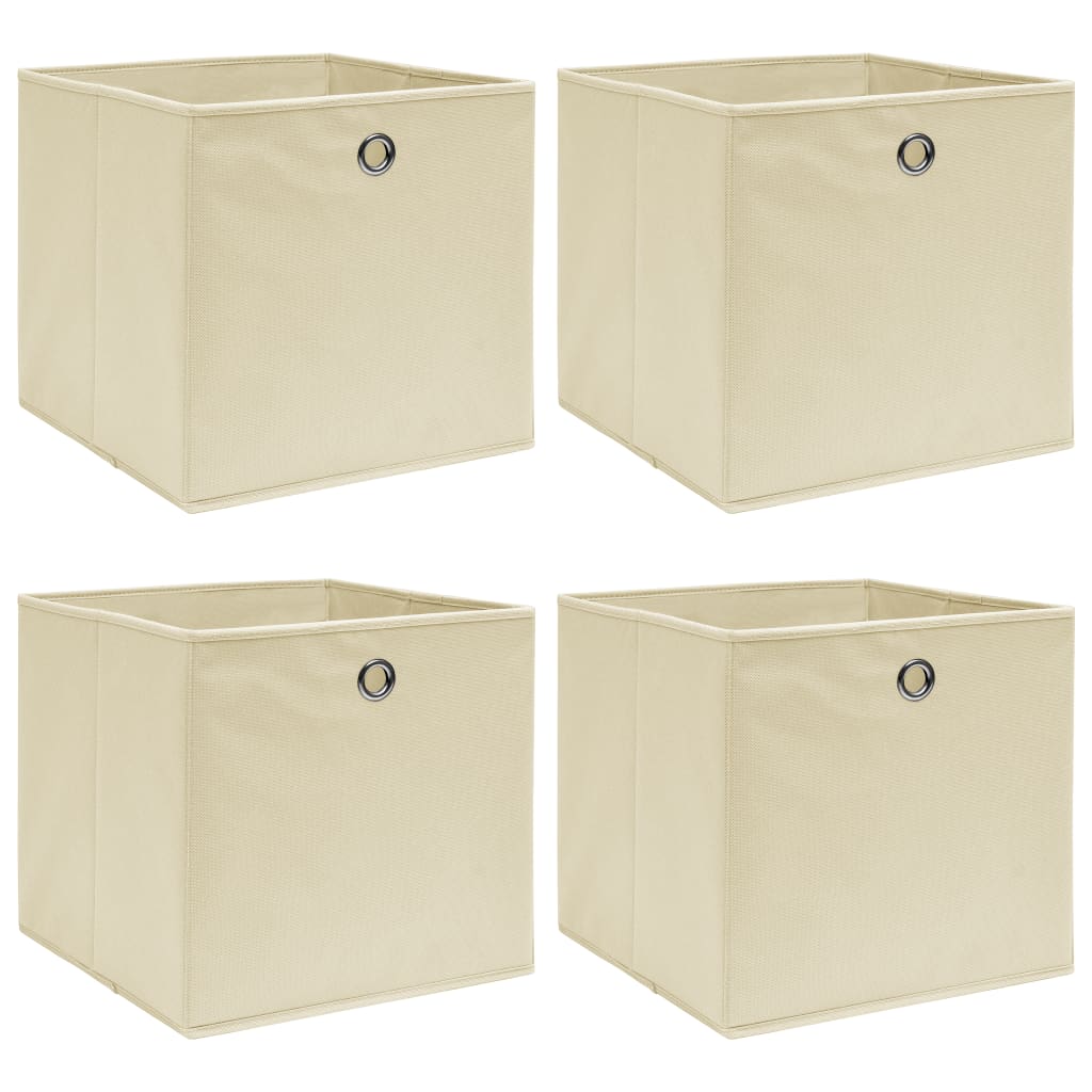 Oppbevaringsbokser 4 stk kremhvit 32x32x32 cm stoff