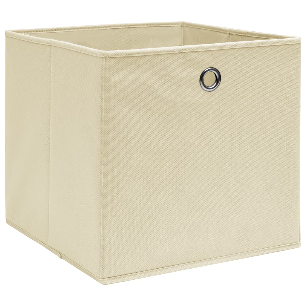 Oppbevaringsbokser 4 stk kremhvit 32x32x32 cm stoff