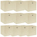Oppbevaringsbokser 10 stk kremhvit 32x32x32 cm stoff