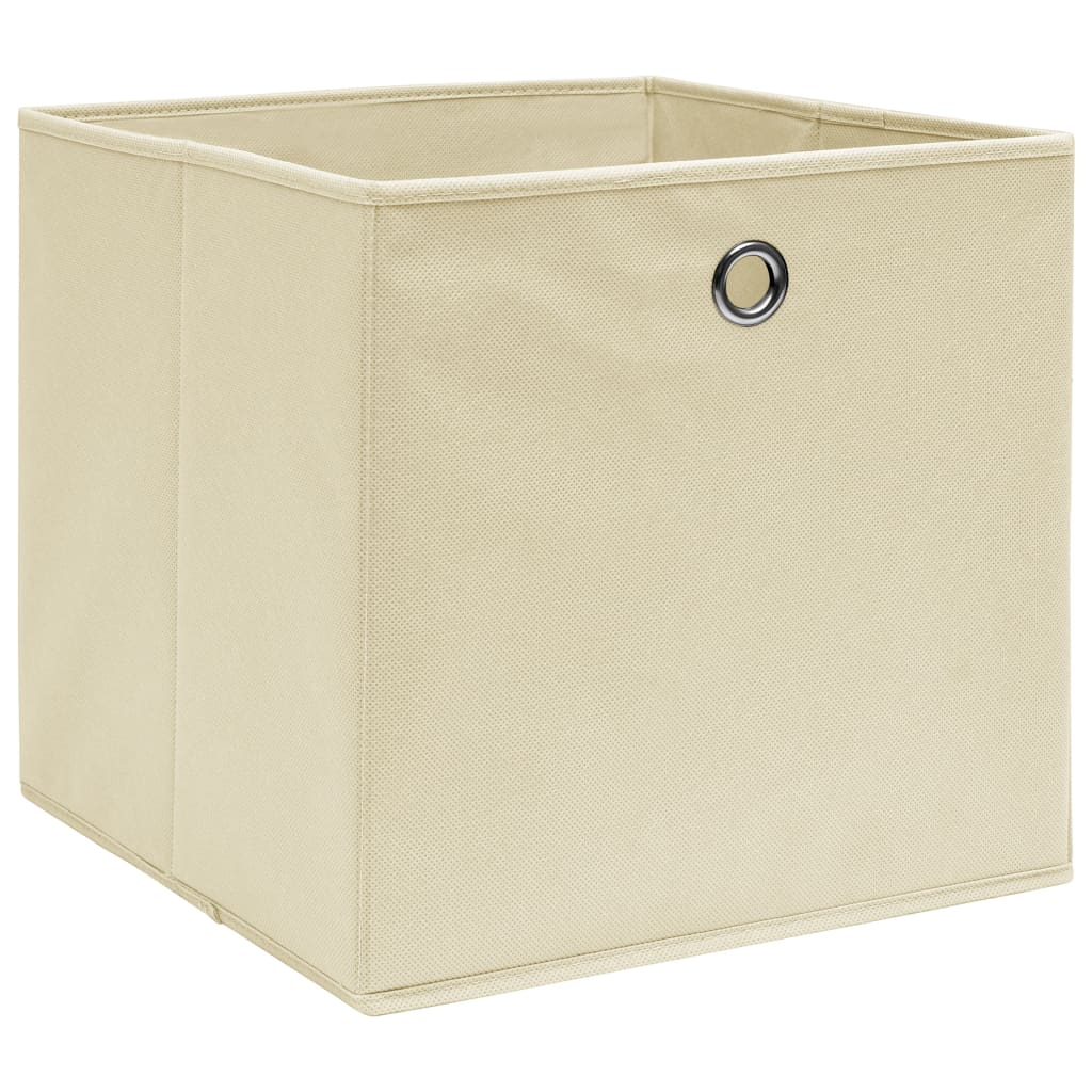 Oppbevaringsbokser 10 stk kremhvit 32x32x32 cm stoff