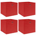 Oppbevaringsbokser 4 stk rød 32x32x32 cm stoff