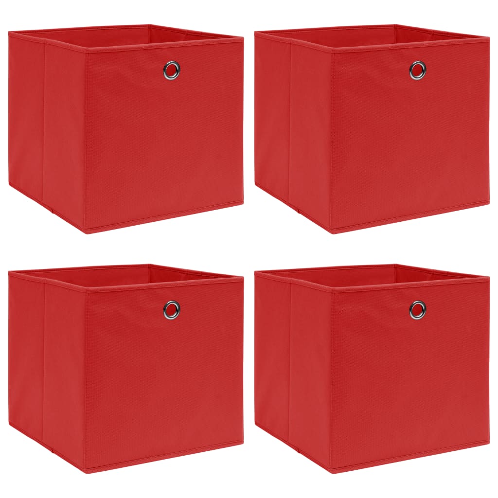 Oppbevaringsbokser 4 stk rød 32x32x32 cm stoff