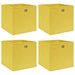 Oppbevaringsbokser 4 stk gul 32x32x32 cm stoff