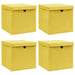 Oppbevaringsbokser med lokk 4 stk gul 32x32x32 cm stoff