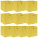 Oppbevaringsbokser 10 stk gul 32x32x32 cm stoff