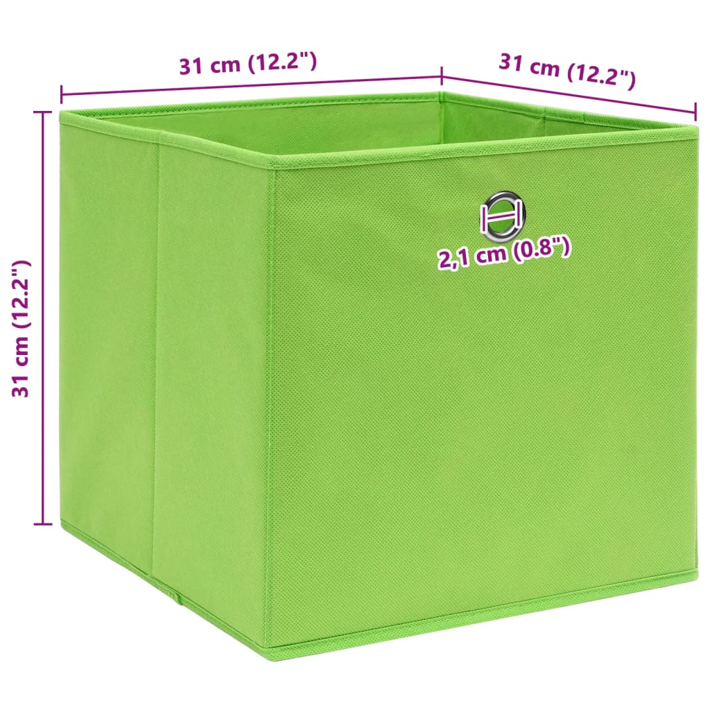 Oppbevaringsbokser 4 stk grønn 32x32x32 cm stoff