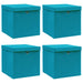 Oppbevaringsbokser med lokk 4 stk babyblå 32x32x32 cm stoff
