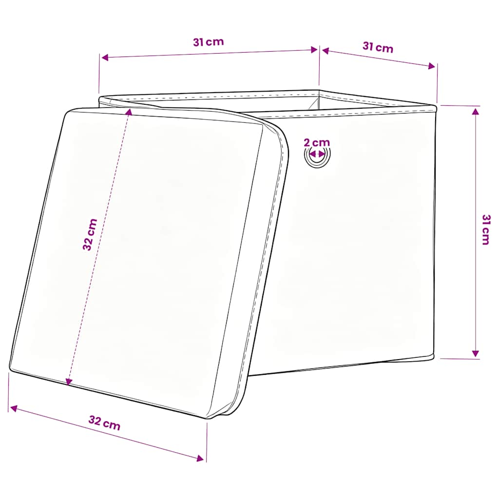 Oppbevaringsbokser med lokk 4 stk babyblå 32x32x32 cm stoff