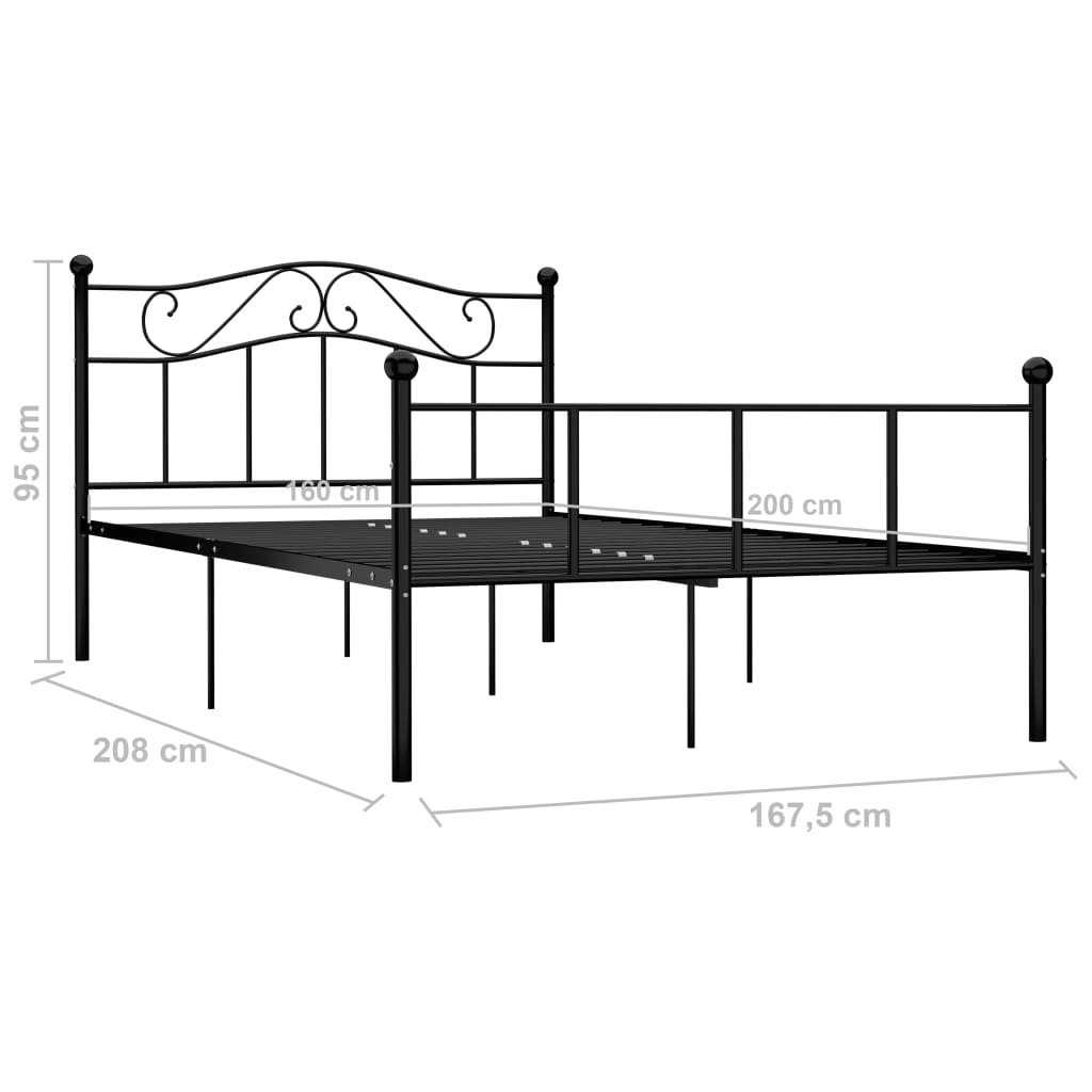 Sengeramme svart metall 160x200 cm