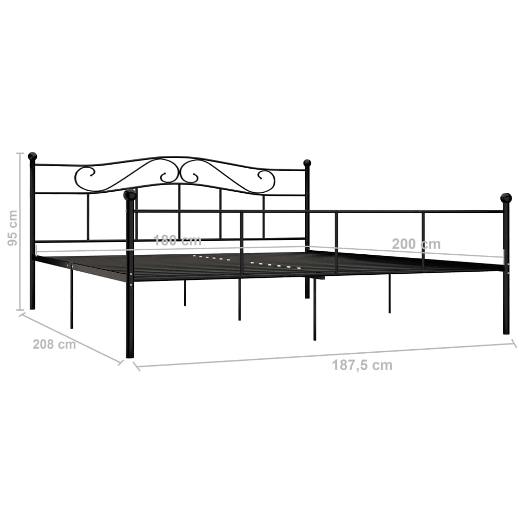 Sengeramme svart metall 180x200 cm