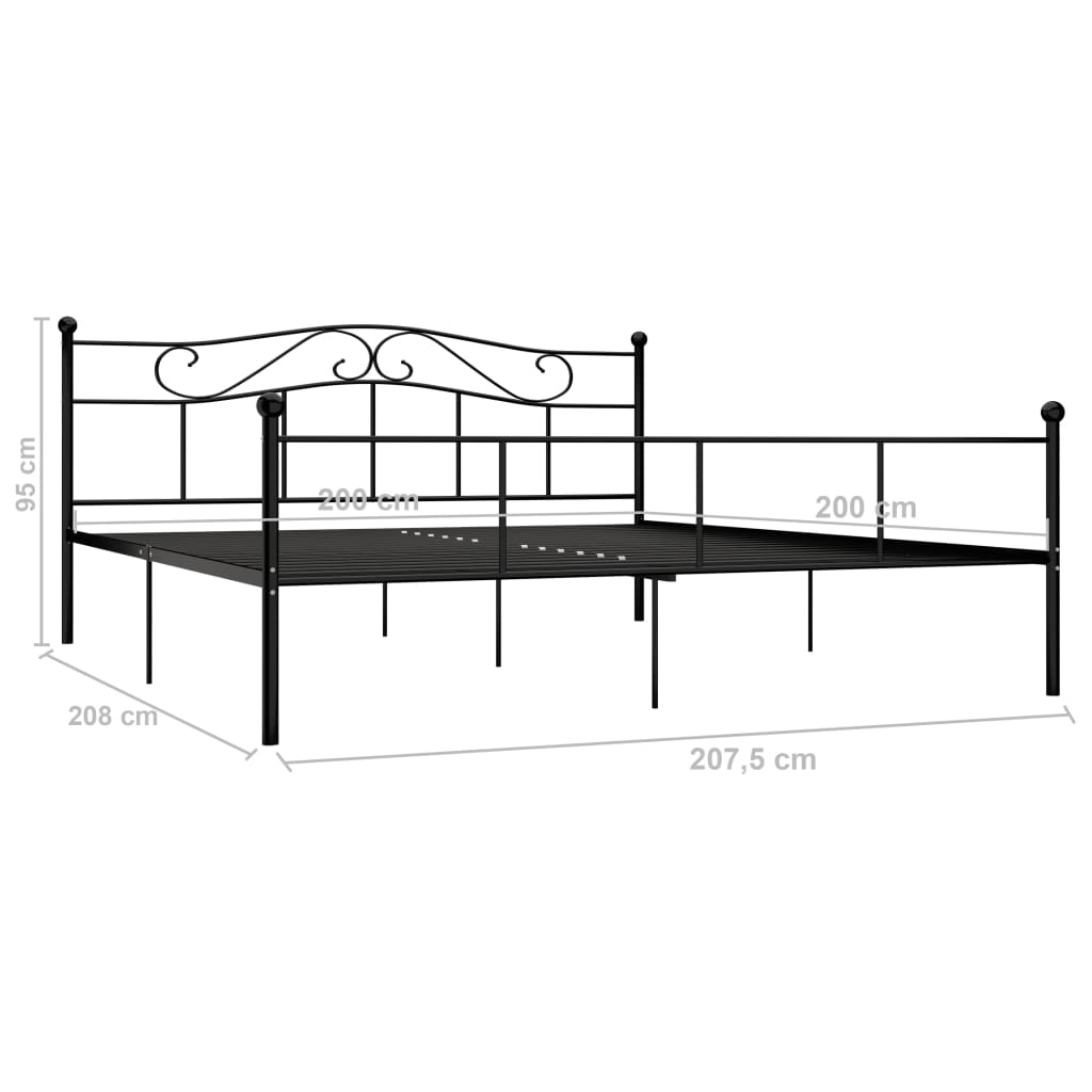 Sengeramme svart metall 200x200 cm