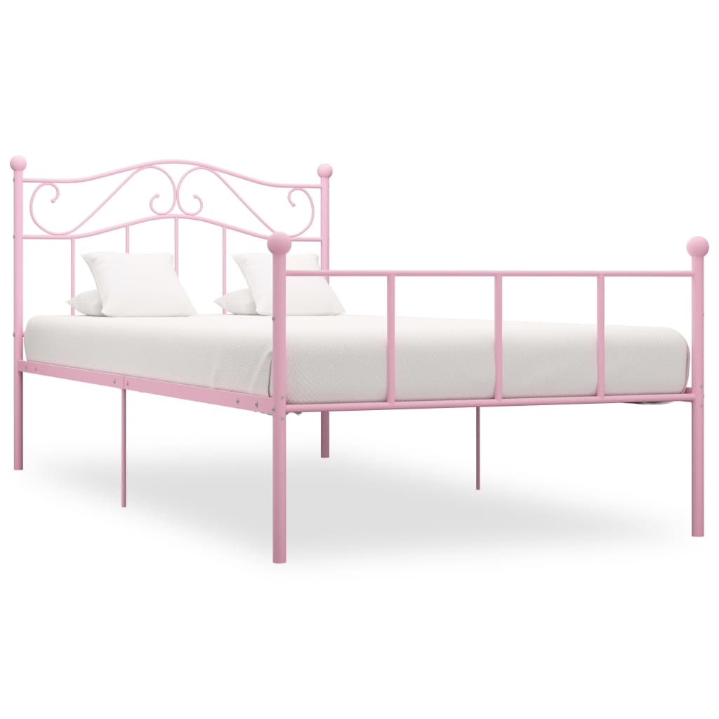 Sengeramme rosa metall 90x200 cm