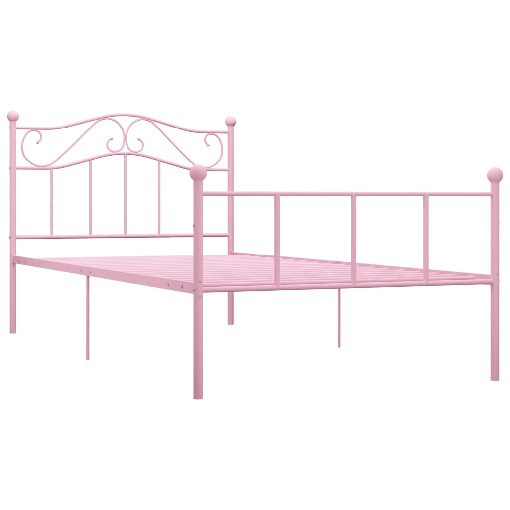 Sengeramme rosa metall 90x200 cm