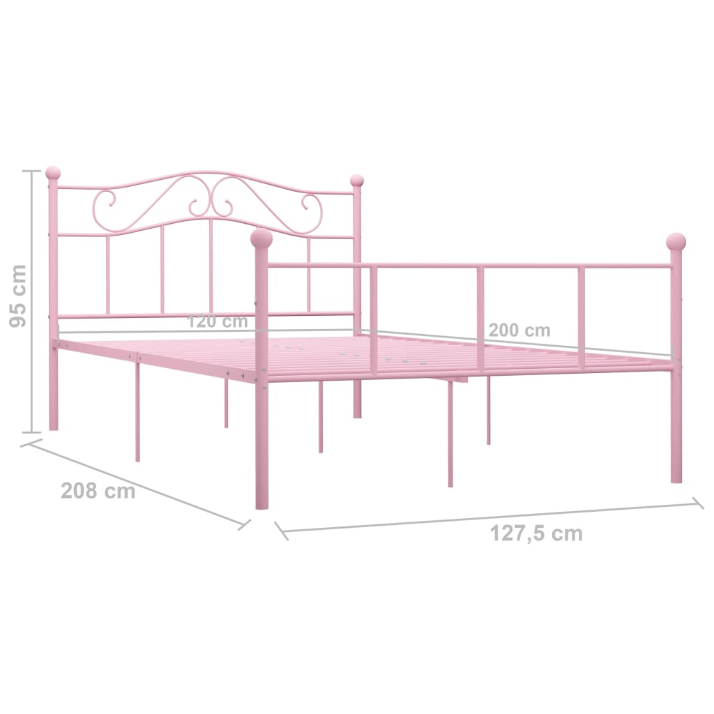 Sengeramme rosa metall 120x200 cm
