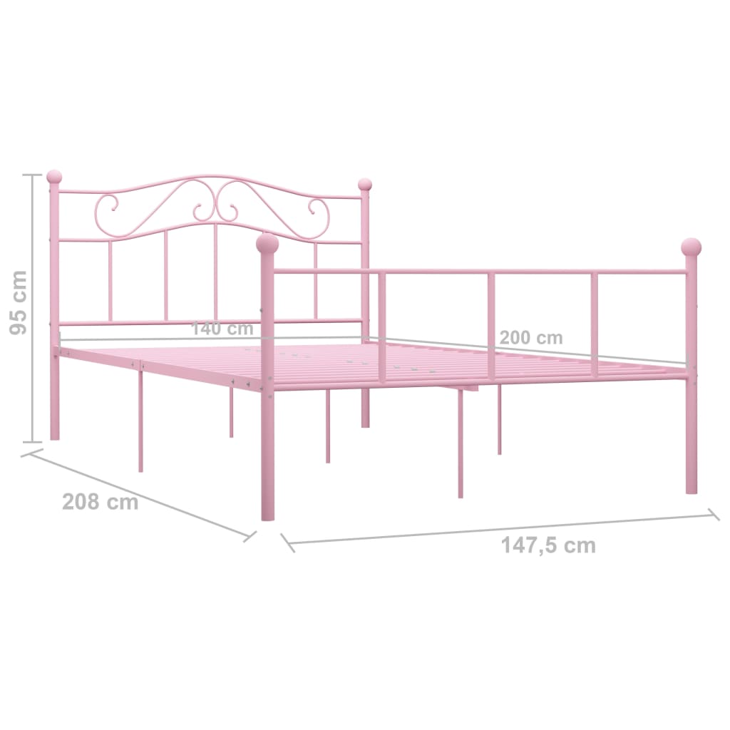 Sengeramme rosa metall 140x200 cm