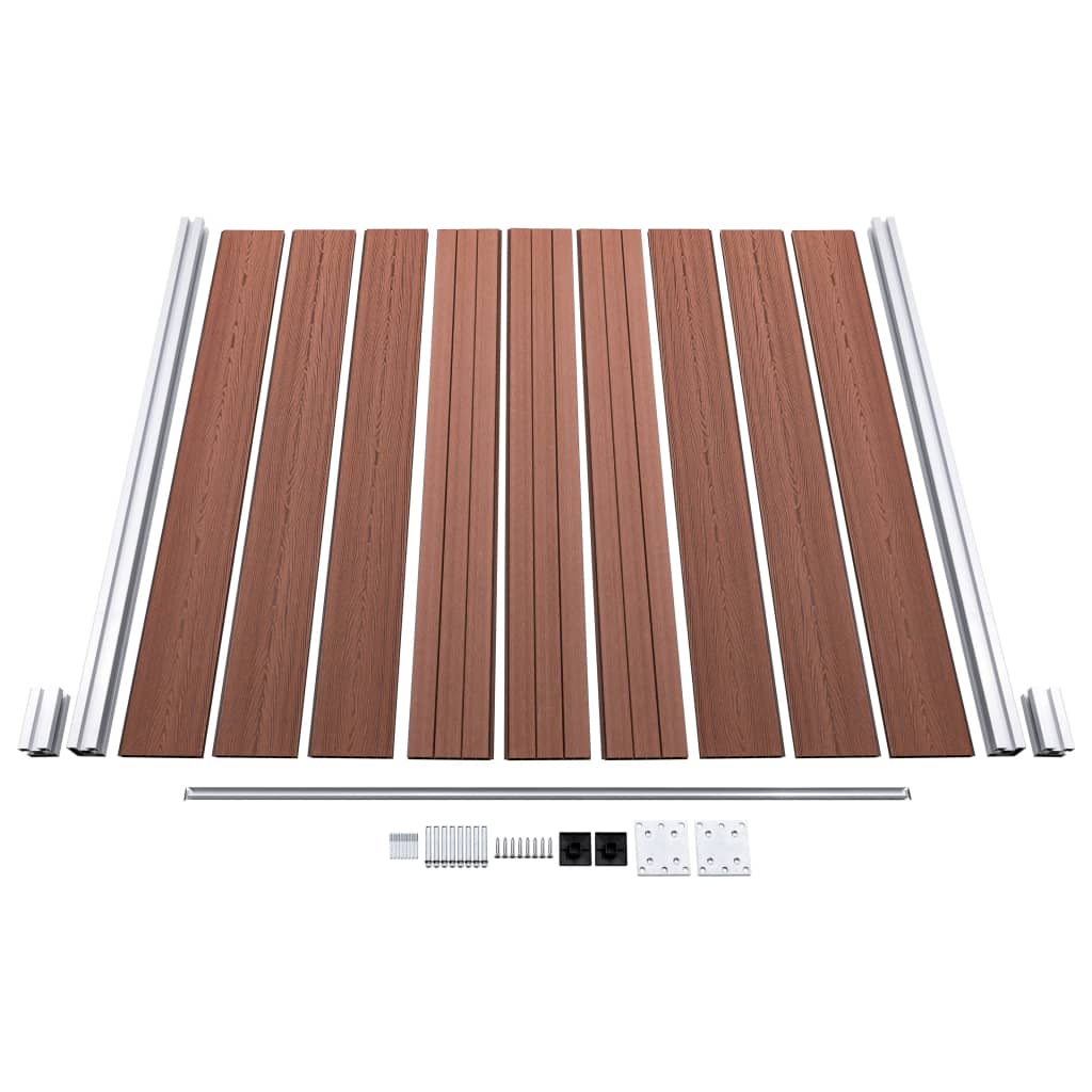 Gjerdesett WPC 2 firkantet + 1 slisset 446x186 cm brun