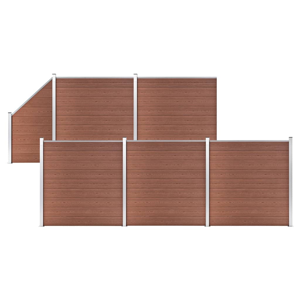 Gjerdesett WPC 5 firkantet + 1 slisset 965x186 cm brun