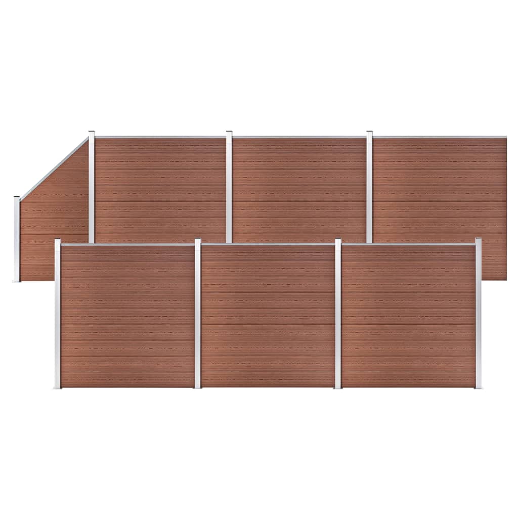 Gjerdesett WPC 6 firkantet + 1 slisset 1138x186 cm brun