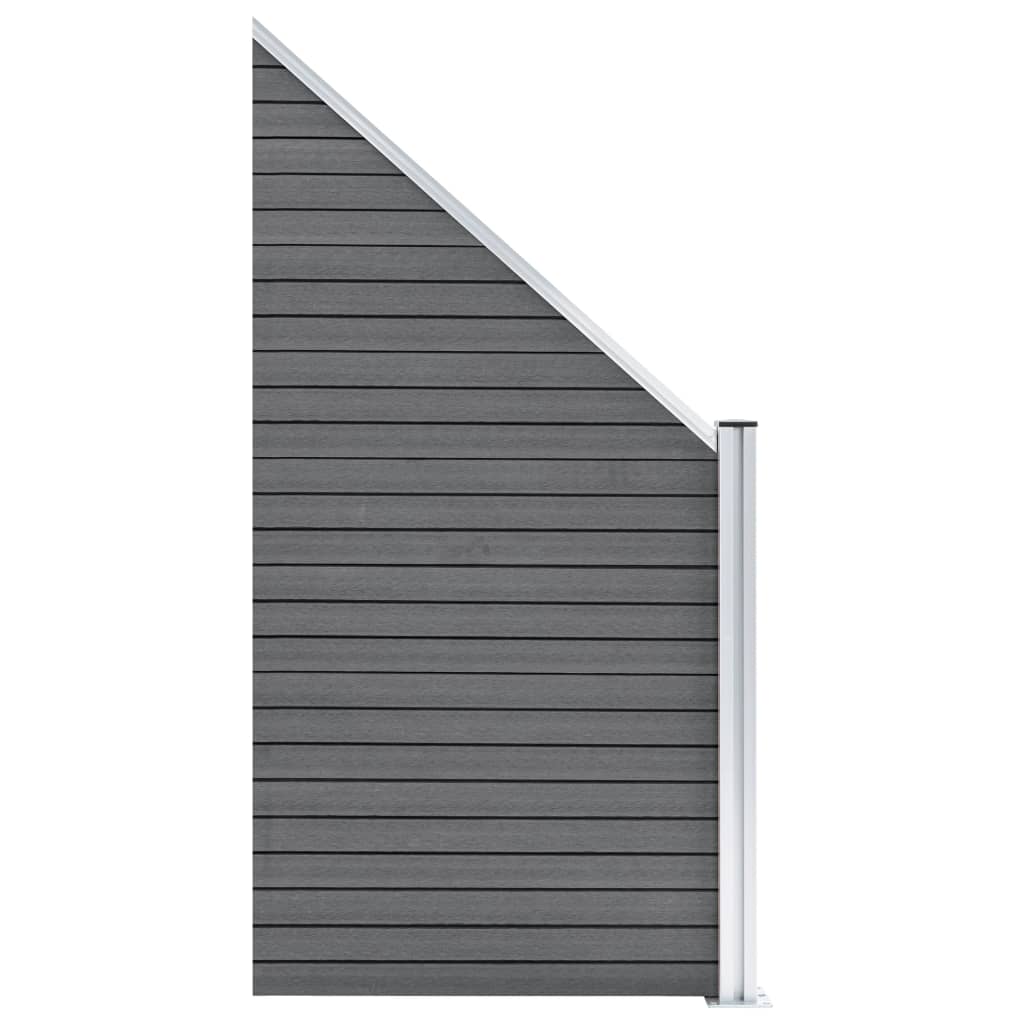 Gjerdesett WPC 2 firkantet + 1 slisset 446x186 cm grå