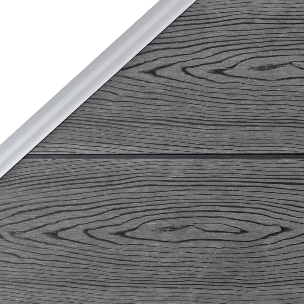 Gjerdesett WPC 2 firkantet + 1 slisset 446x186 cm grå