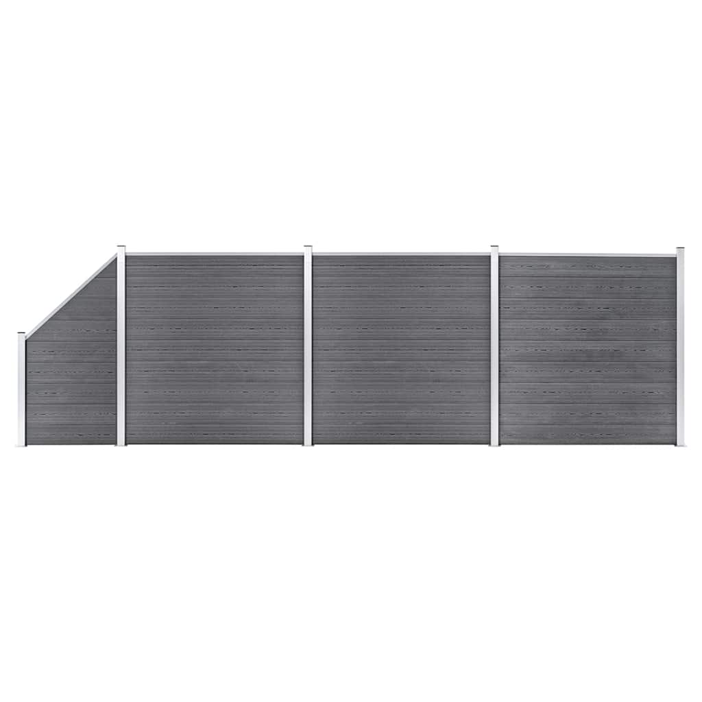 Gjerdesett WPC 3 firkantet + 1 slisset 619x186 cm grå