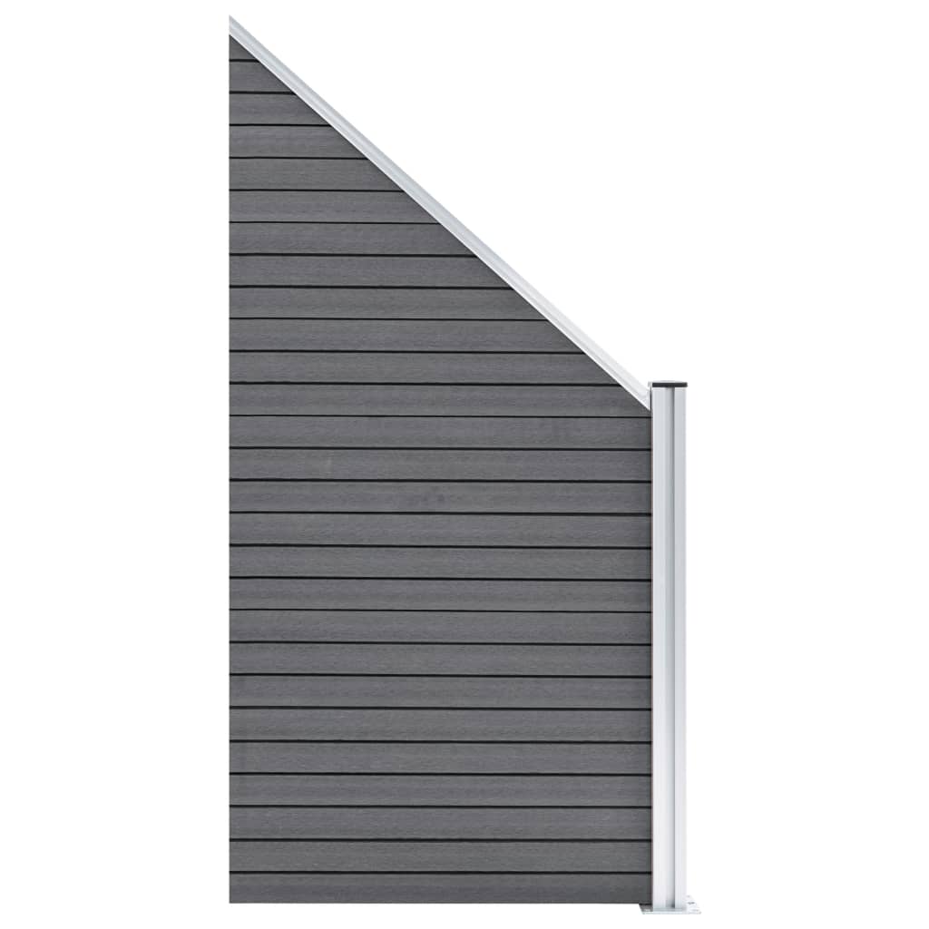 Gjerdesett WPC 4 firkantet + 1 slisset 792x186 cm grå