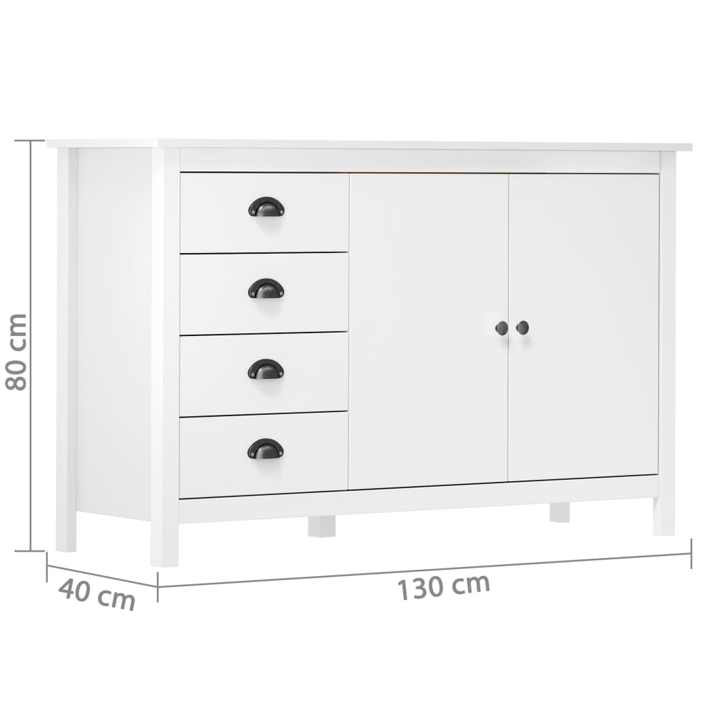 Skjenk Hill hvit 130x40x80 cm heltre furu