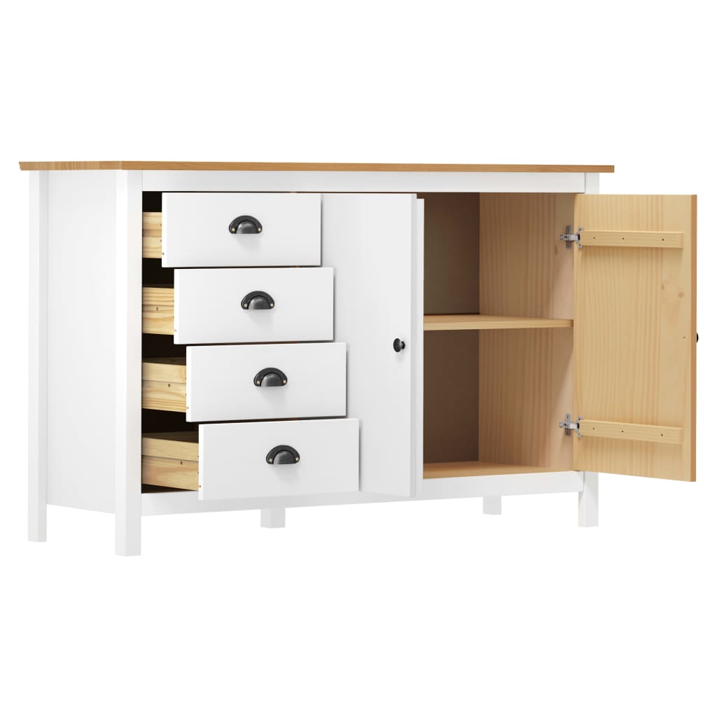 Skjenk Hill hvit 130x40x80 cm heltre furu
