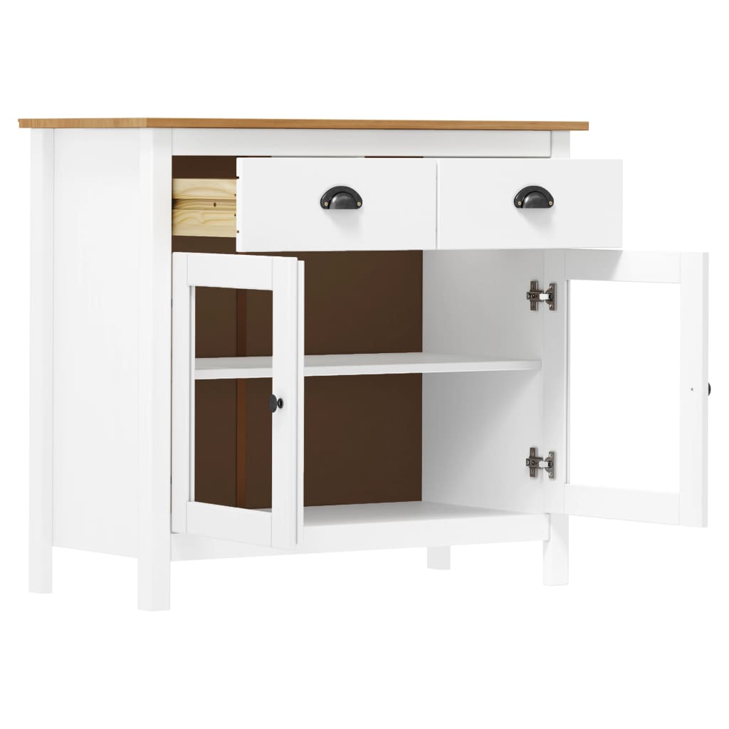 Skjenk Hill hvit 90x40x80 cm heltre furu