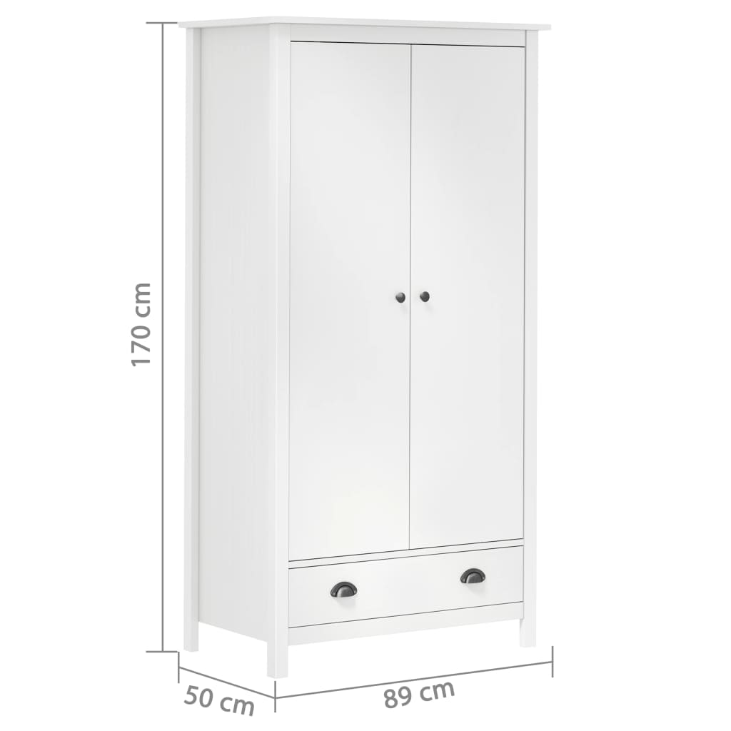 Garderobeskap 2 dører Hill hvit 89x50x170 cm heltre furu