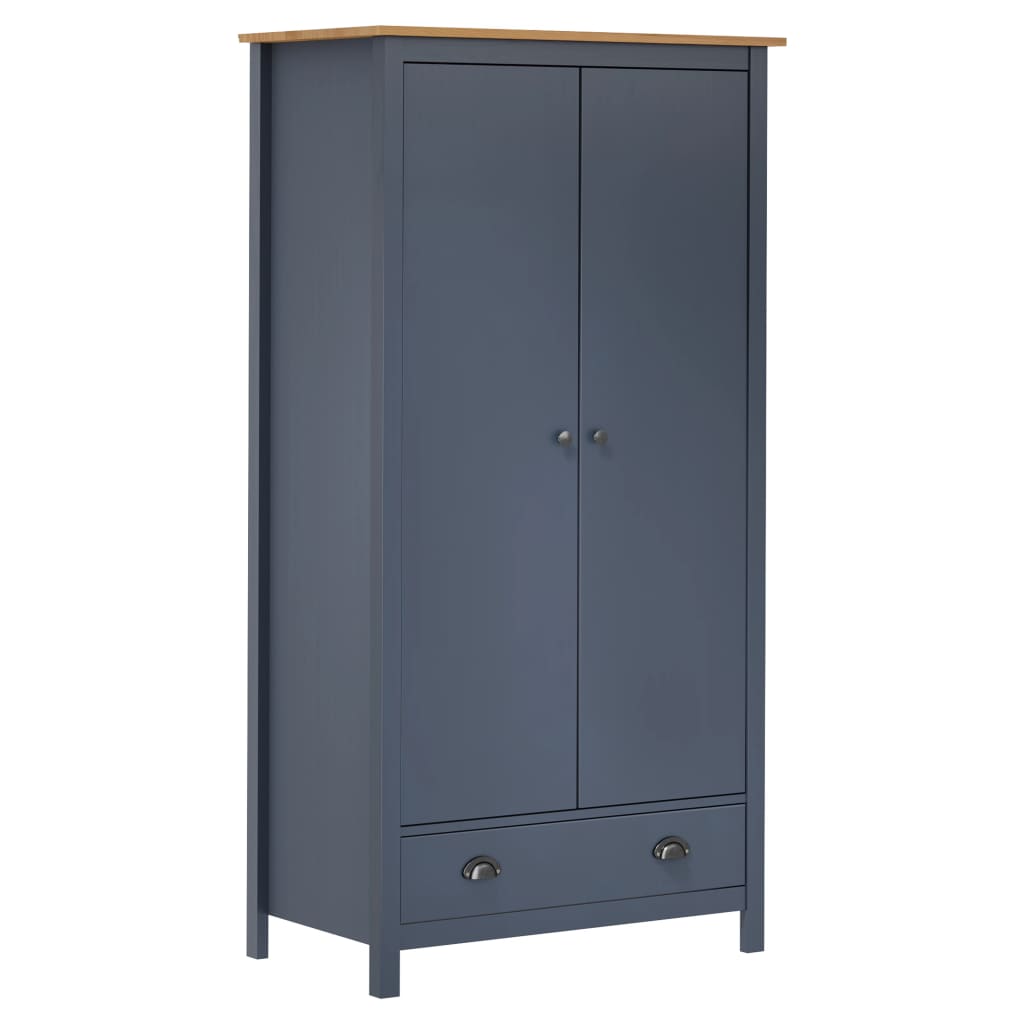 Garderobeskap 2 dører Hill grå 89x50x170 cm heltre furu