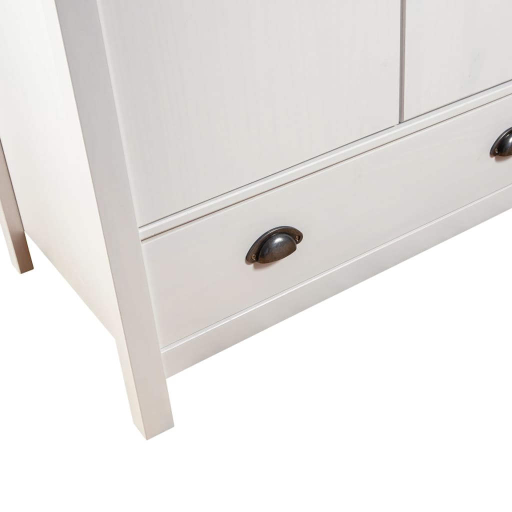Garderobeskap 3 dører Hill hvit 127x50x170 cm heltre furu