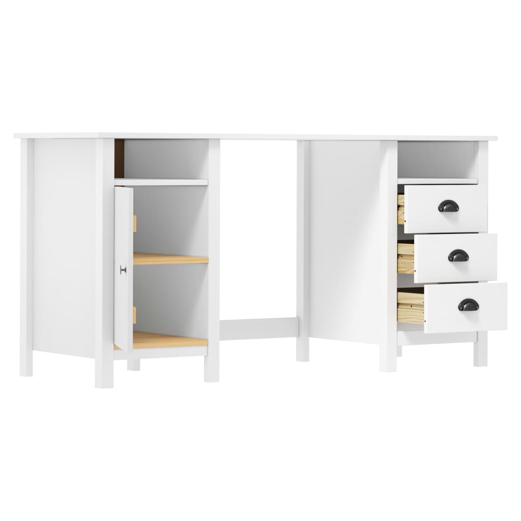 Skrivebord Hill hvit 150x50x74 cm heltre furu