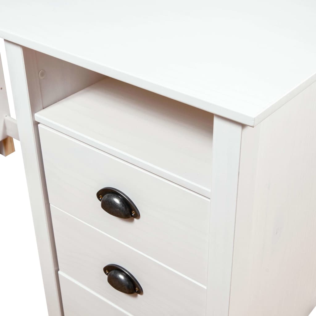 Skrivebord Hill hvit 150x50x74 cm heltre furu