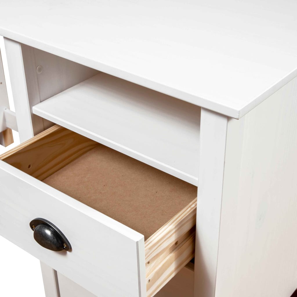 Skrivebord Hill hvit 150x50x74 cm heltre furu