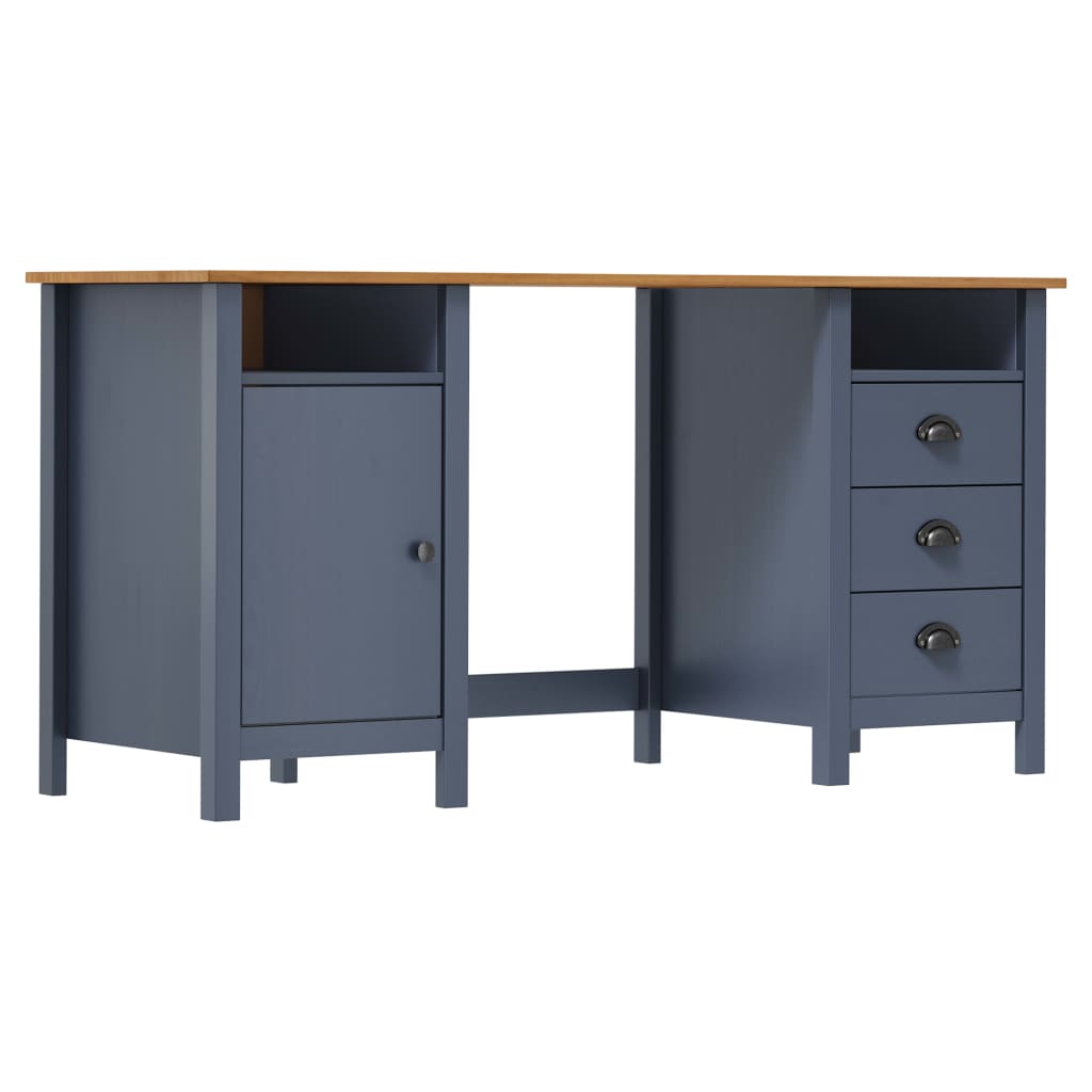 Skrivebord Hill grå 150x50x74 cm heltre furu vidaXL