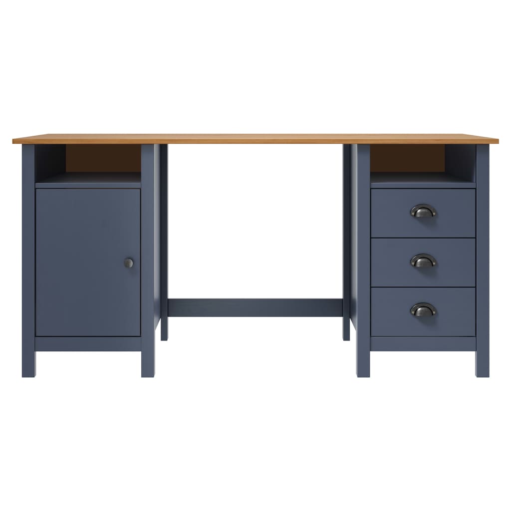 Skrivebord Hill grå 150x50x74 cm heltre furu vidaXL